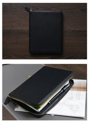 Moterm Genuine Pebbled Grain Leather A5 Zip Cover with Top Pocket Cowhide Planner Zipper Notebook Organizer Agenda Journal Diary