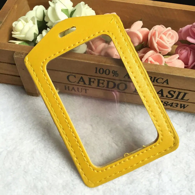 2023 1PC Colorful No zipper Badge Card Set Double-Sided Transparent PU Imitation Leather Credit Card Holder Work Supplies