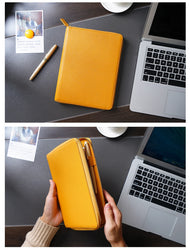 Moterm Genuine Pebbled Grain Leather A5 Zip Cover with Top Pocket Cowhide Planner Zipper Notebook Organizer Agenda Journal Diary