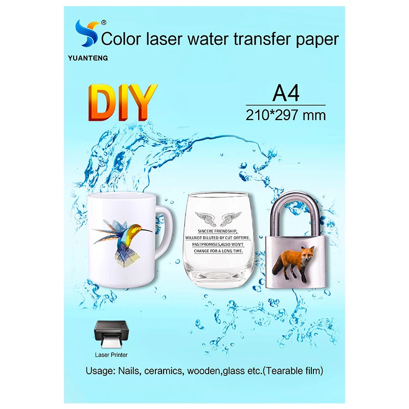 Film Free Laser Waterslide Decal Paper Clear Color No border left Water Slide Decal Transfer Sheets DIY A4 size For Ceramic Mugs