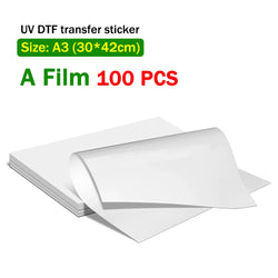 20 50 100PCS UV DTF AB film for all UV printers after transfer metal glass wood plastic Acrylic silicone waterproof sticker