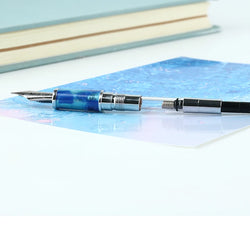 Fountain Pen ink Full Metal Clip Pens majohn New Moon Resin Fountain Pen Iridium Extra Fine Nib School Office Supplies