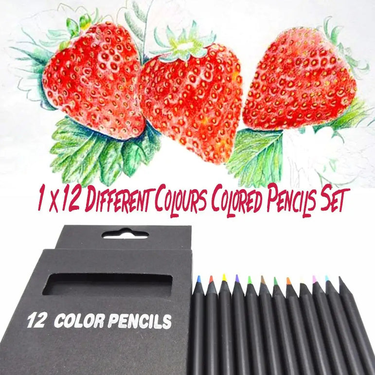 12 Pcs/Set Valued Color Pencil Packaging 12 Different Colours Colored Pencils Kawaii School Black Wooden Pencils High Quality