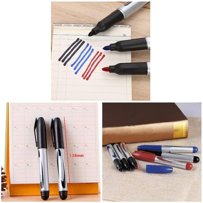 3pcs/set Classic Black Red Blue Permanent Marker Indelible Waterproof Oily Pens Waterproof Markers Pen Office School Stationery