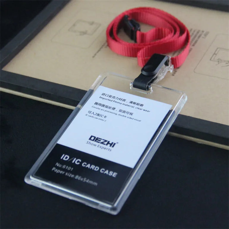 ID Card Holder Keychain Desk Accessories Photocard Holder Business Card Holder Stationery Organizer Clip Holder Office Supplies