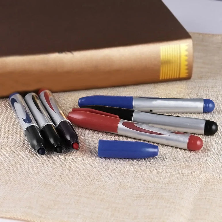 3pcs/set Classic Black Red Blue Permanent Marker Indelible Waterproof Oily Pens Waterproof Markers Pen Office School Stationery