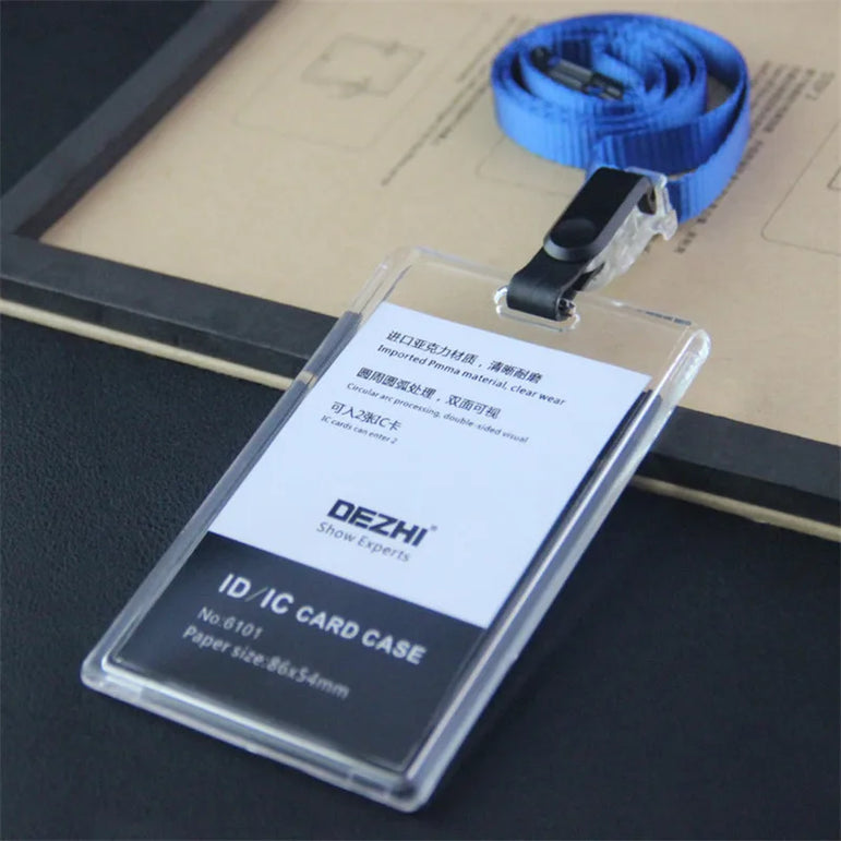 ID Card Holder Keychain Desk Accessories Photocard Holder Business Card Holder Stationery Organizer Clip Holder Office Supplies
