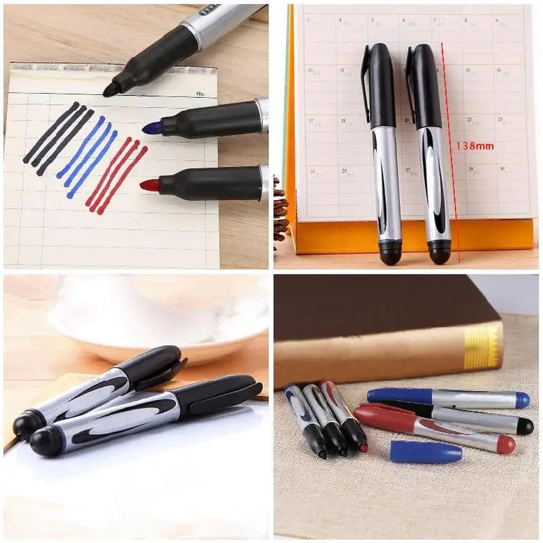3pcs/set Classic Black Red Blue Permanent Marker Indelible Waterproof Oily Pens Waterproof Markers Pen Office School Stationery