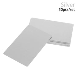 50Pcs/Set DIY Laser Engraving Metal Business Card Aluminum Alloy Blank Card for Marking Special Logo Printing Card Office Supply