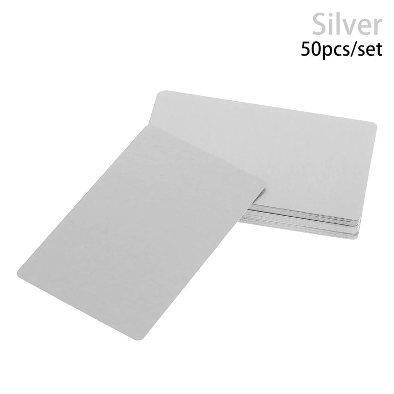 50Pcs/Set DIY Laser Engraving Metal Business Card Aluminum Alloy Blank Card for Marking Special Logo Printing Card Office Supply