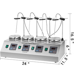 VEVOR 1/2/4/6 Heads Magnetic Agitador With Hot Plate Vortex Electric Shaker Mixer Portable Blender Stirrer Bar for Chemical Lab
