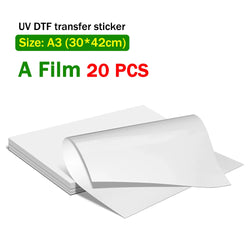 20 50 100PCS UV DTF AB film for all UV printers after transfer metal glass wood plastic Acrylic silicone waterproof sticker