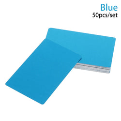 50Pcs/Set DIY Laser Engraving Metal Business Card Aluminum Alloy Blank Card for Marking Special Logo Printing Card Office Supply