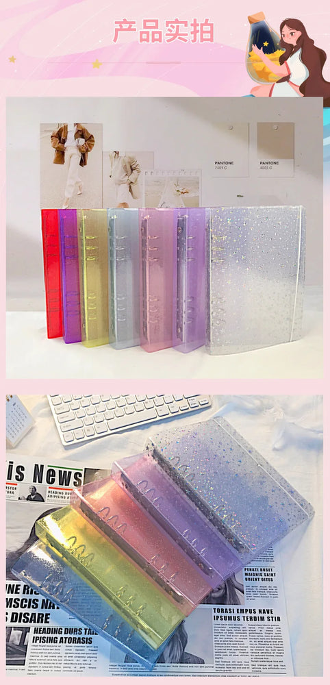 A5 A6 Glittery StarBinder Photo Collect Book&Journal Bonds Notebook Agenda Organizer Planner School Stationery