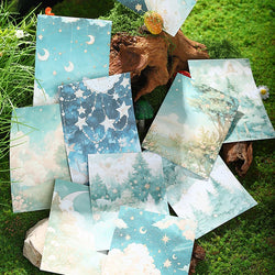 4Style 10Pcs/bag Mountain Forest Theme Background Material Paper DIY Handbook Scrapbook Wall Glass Bottle Photo Frame Decoration