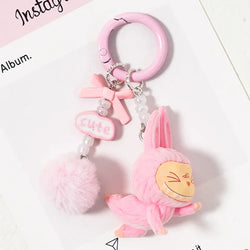 Labab Flocking Plush Toys Keychains Pendants Cute and Adorable Mobile Phone Chains Bags Pendants Couple's Small Gifts