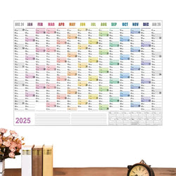 Full Year Wall Calendar 2025 365 Day Poster Calendar Wall Hanging Yearly Planner Thick Paper Calendar With Colored Stickers