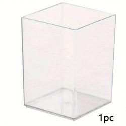 1/2pcs Acrylic Square Pen Holder, Minimalist Clear Desk Organizer for Pens, Pencils, and Stationery, Home, and Office Use