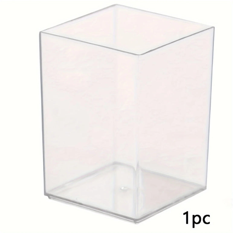 1/2pcs Acrylic Square Pen Holder, Minimalist Clear Desk Organizer for Pens, Pencils, and Stationery, Home, and Office Use