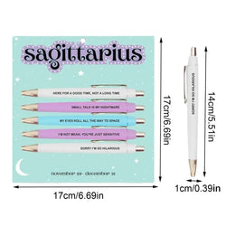 Funny Adult Pens Retractable Ballpoint Pen 5pcs Cute Constellation Pattern Pen Set Stationery Supplies For Homes Classrooms