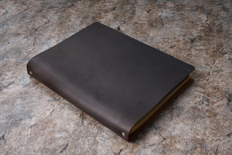 First-layer Cowhide Notebook A4 Enlarged Notebook Crazy Horse Leather Binder Thickened Sketchbook Retro Notepad Gift Notebook