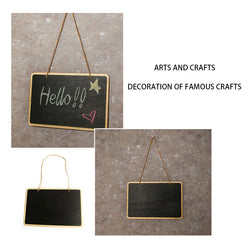 Creative Mini Reusable Wood Erasable Chalkboards with Hanging String Decorative Display Black Square Message Board Craft Gifts