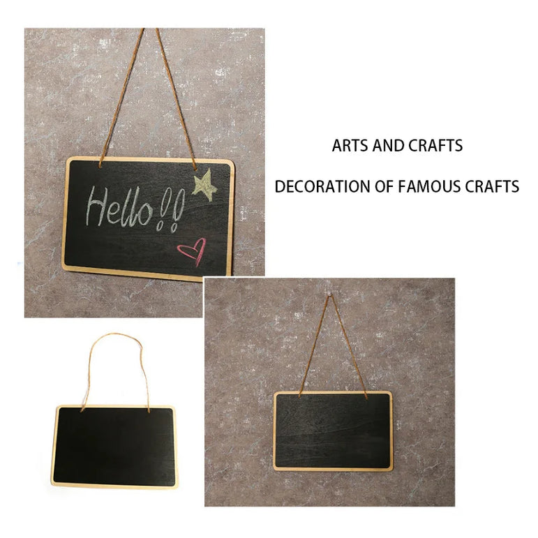 Creative Mini Reusable Wood Erasable Chalkboards with Hanging String Decorative Display Black Square Message Board Craft Gifts
