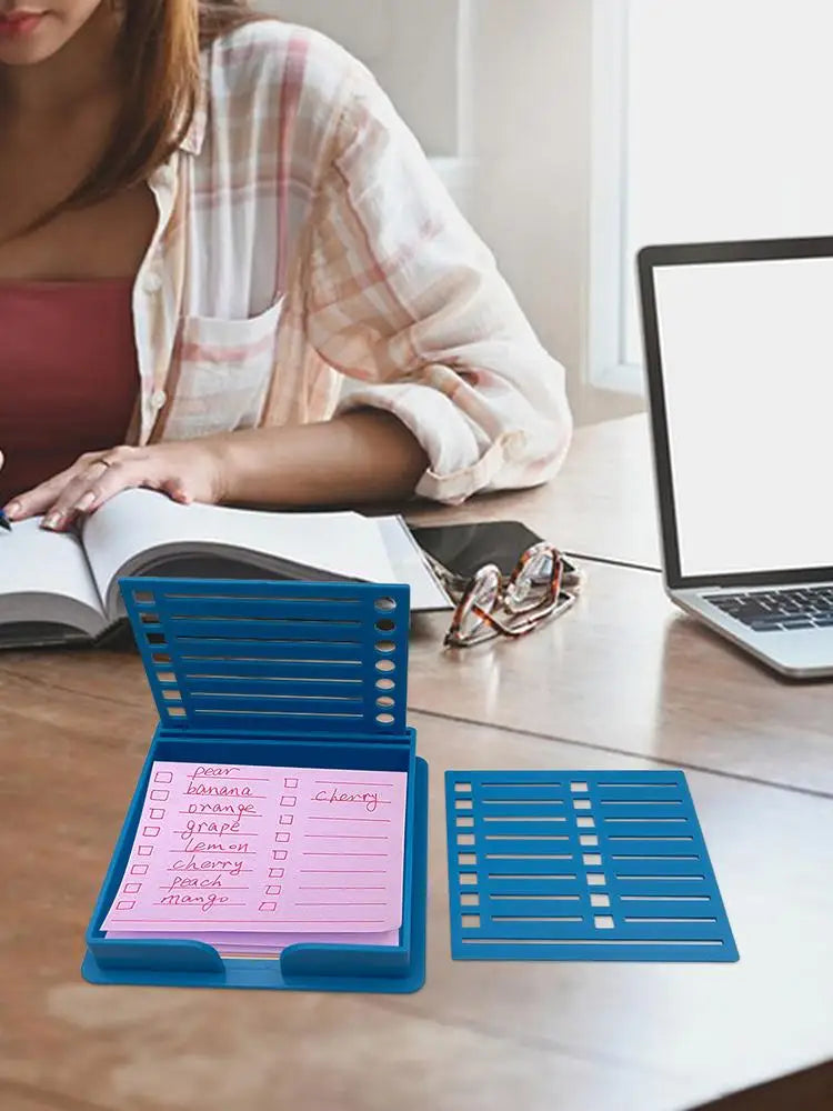 Sticky Note Dispenser  Sticky Pads Sticky note holder Versatile Desk Sticky Note Stencil Double Insert Template Storage Box