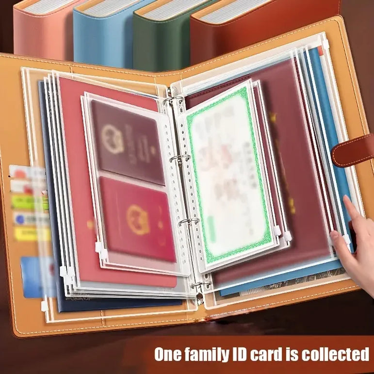 Thick Leather A4 Binder Notebook Family Document Collector File Folders Organizer Office School Supplies