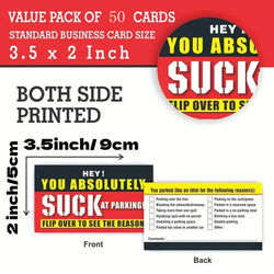 50Pcs Bad Parking Cards You Parked Like An Idiot Cards Bad Parking Cards Funny Parking Violation Bad Cards Multiple Reason