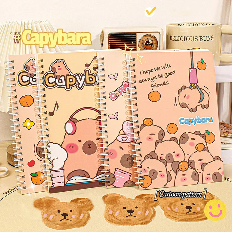 Capybara A5 Spiral Notebook Cute Planner Daily Notes Coil Notebooks Small Notepad For Kid Student Diary School Learning Supplies