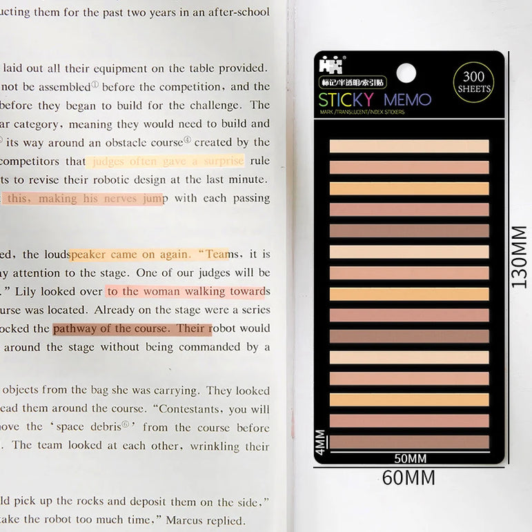 300 Sheets Posted It Transparentes Sticky Notes Self-Adhesive Annotation Read Books Bookmarks Tabs Notepad Aesthetic Stationery