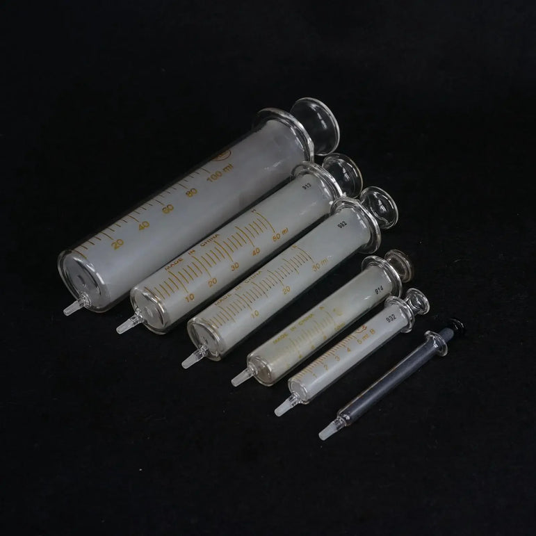 1/2/5/10/20/30/50/100ml Glass Syringe Injector Lab Sampler Caliber Precision