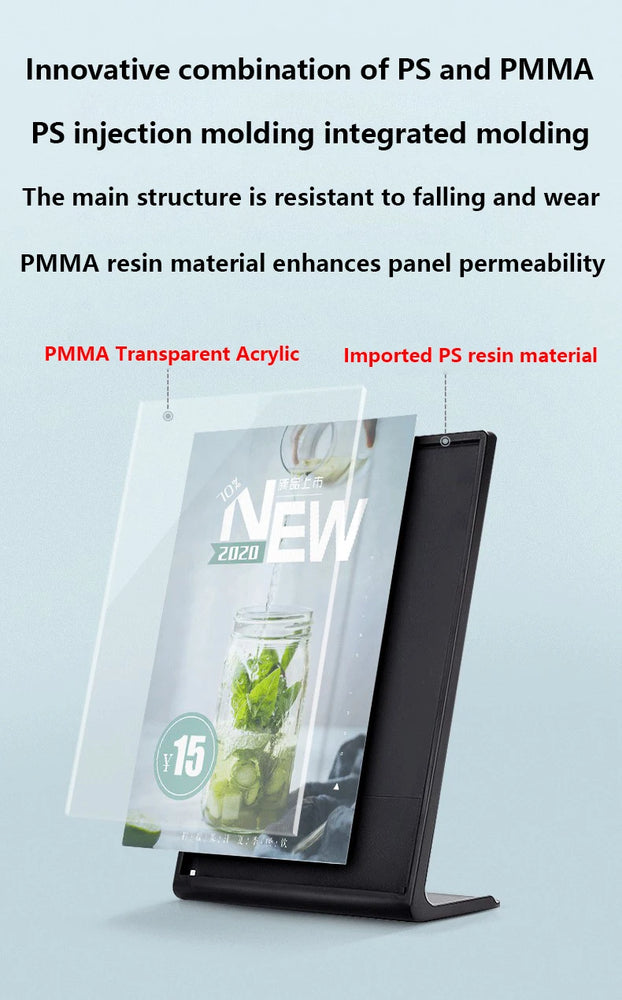 1PS A4Acrylic Panel Menu Display Stand L-Shaped Vertical Table Card Table Brand High-End Plastic Wine Catalog Menu Name Card