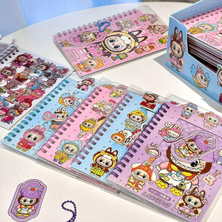 1/3/5 Pcs Cartoon Anime Cute Bunny Print Booklet Roll Book Sticker Combo Book Student Decompress Diy Booklet Material Gift