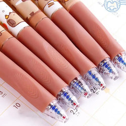 6Pcs Capybara Gel Pens Set Quickly-Drying 0.5mm Blue Erasable Pens Office School Supplies Student Stationery Gifts
