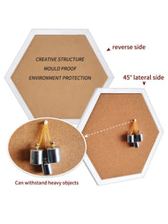 White Wood Frame Cork Board Equilateral Hexagon Pin Boards Decorative Postcard Wall Bulletin Board Innovative Message Boards
