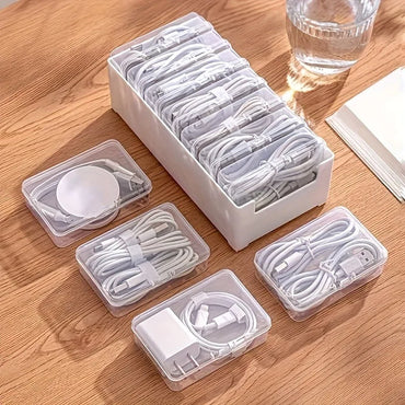 1 Set Data Cable Storage Box Cable Mobile Phone Charger Organizer Winder Desktop Cable Management Box
