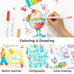 Ohuhu Markers Paper-friendly Water-based Coloring Markers Dual Brush Fineliner Tips Markers Coloring Books Art Markers Beginner