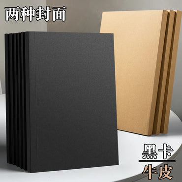 128 Sheets 256 Page Number  Black Card  Notebook Notepad Student Square Blank Drawing Notebook