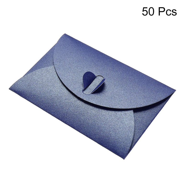 50Pcs Mini Colored Envelope Thick Cardboard Small Foldable DIY Pearl Paper Envelopes Self Locking Buckle Letter Gift Card Cover