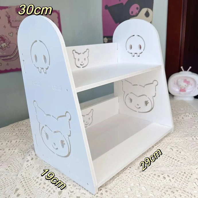 Sanrio Hello Kitty Desktop Storage Rack Kuromi Cinnamoroll Multifunctional Bookshelf Double-layer Sundry Organizer Storage Shelf