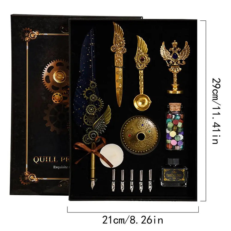 Feather Quill Pen Calligraphy Feather Pen Stationery Set Complete Calligraphy Feather Pen Set Accessories For Christmas
