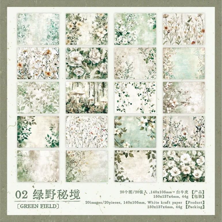 20pcs/lot Memo Pads Material Paper Renaissance Illustrated Scrolls Junk Journal diary Scrapbooking  Background Decoration Paper