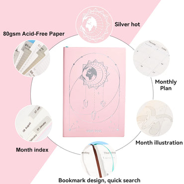 July 2025-June 2026 Planner Notebook English Agenda  A5 PU Leather Cover School Agenda Plan Weekly Monthly Diary Organizer