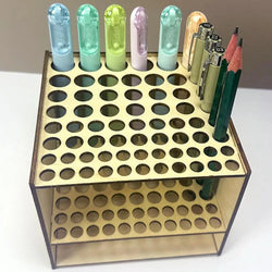 67 Holes Paintbrush Holder Stand Wooden Paint Brush Stand Desk Organizer Wall Mounted Makeup Brush Shelf For Painting Supplies