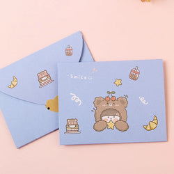 Bear Rabbit Blessing Thank Envelope Ins Cartoon Decoration Letter Paper 9 Styles Beautiful Cartoon Greeting Card New Year Gift