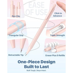 Mechanical Pencil 0.5, with HB and 2B lead fill 0.5mm, colored eraser set and eraser fill, 16 count pack