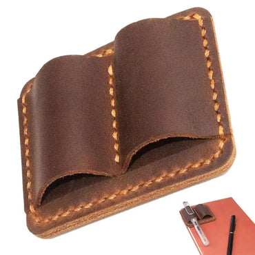Pencil Holder For Notebook Pen Pencil Holder Double Pen Clip Vintage PU Traveling Notebook Pen Holder Anti Lost Pen Organizer