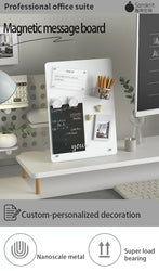 Magnetic Bulletin Board with Stand Magnetic Board for Tabletop with Magnetic Clamp Metal Board for Magnets Display